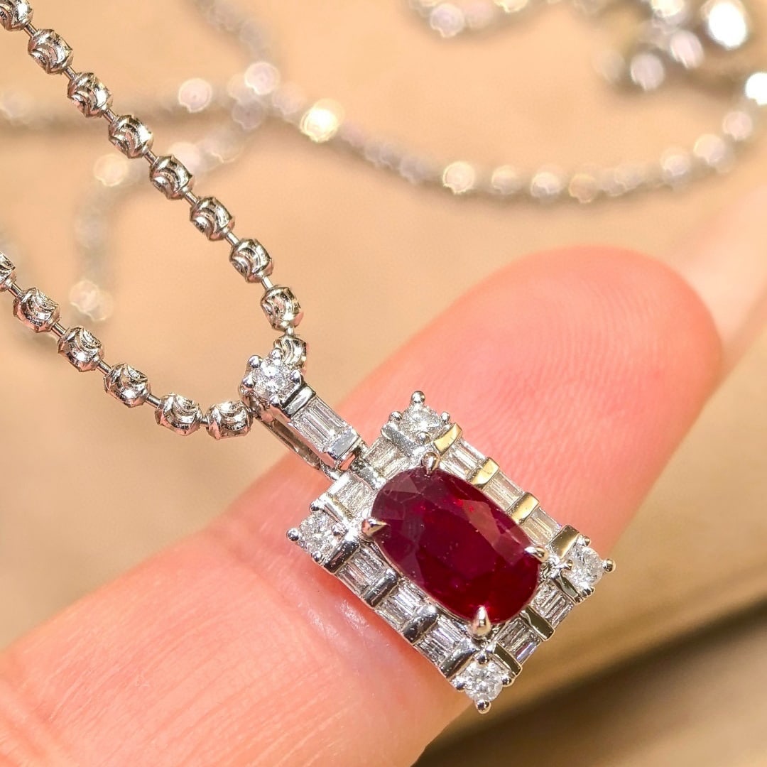 14k Gold 1.41 Ctw Natural Ruby & Diamond Pendant( Without Chain ) - 6