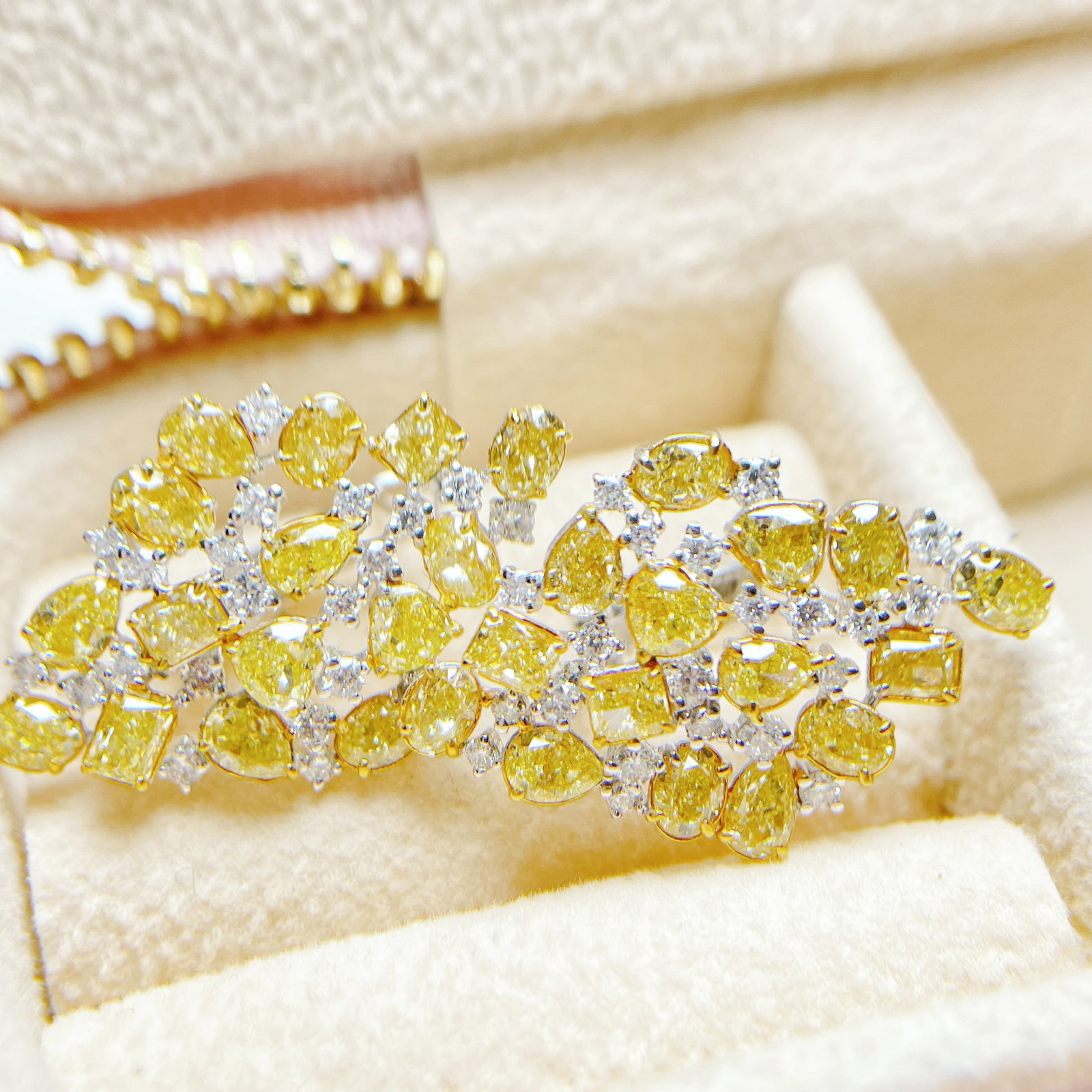 14k Gold 5.26 Ctw Natural Yellow Diamond & Diamond Earrings - 2