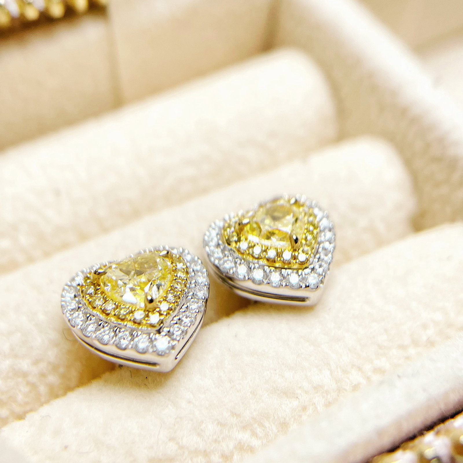 14k Gold 1.39 Ctw Natural Yellow Diamond & Diamond Earrings - 3