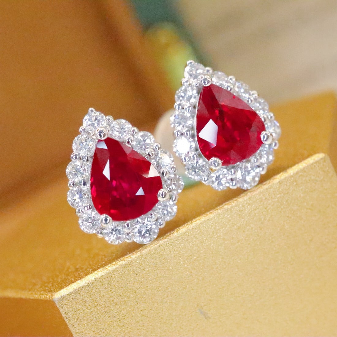 14k Gold 1.35 Ctw Natural Ruby & Diamond Earrings - 2