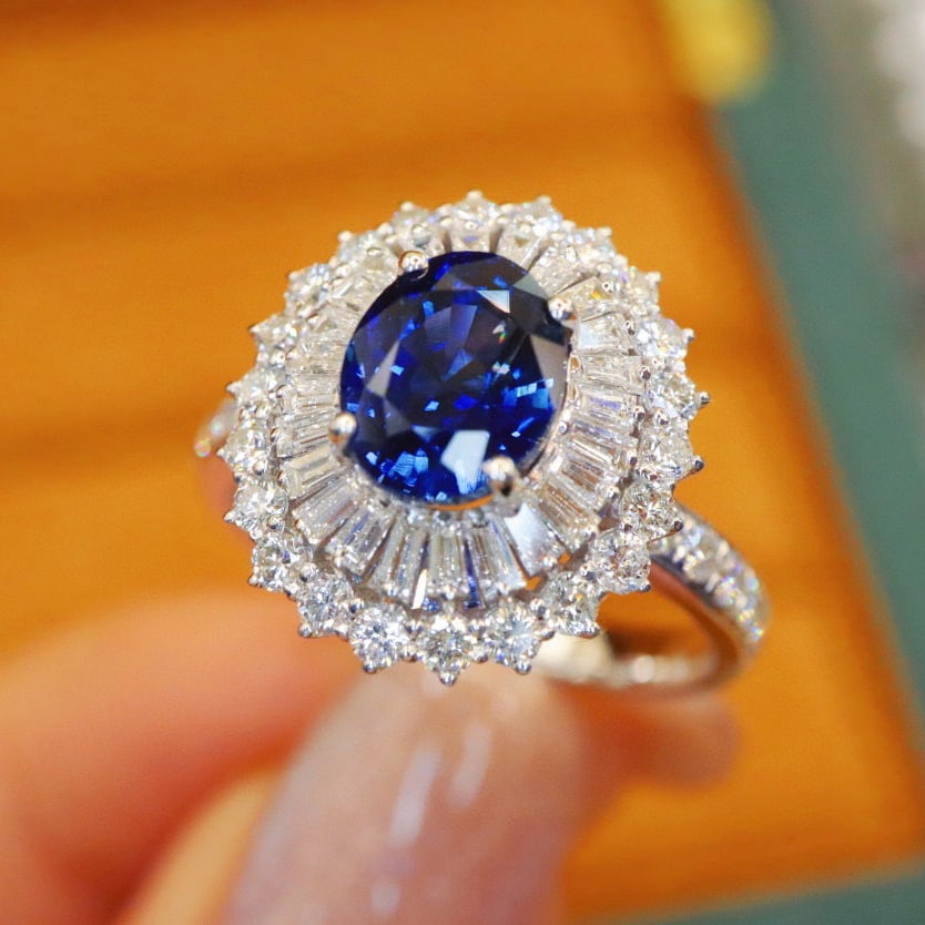 14k Gold 2.99 Ctw Natural Sapphire & Diamond Ring - 2