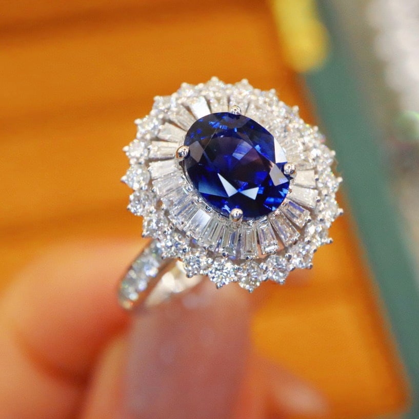 14k Gold 2.99 Ctw Natural Sapphire & Diamond Ring - 3