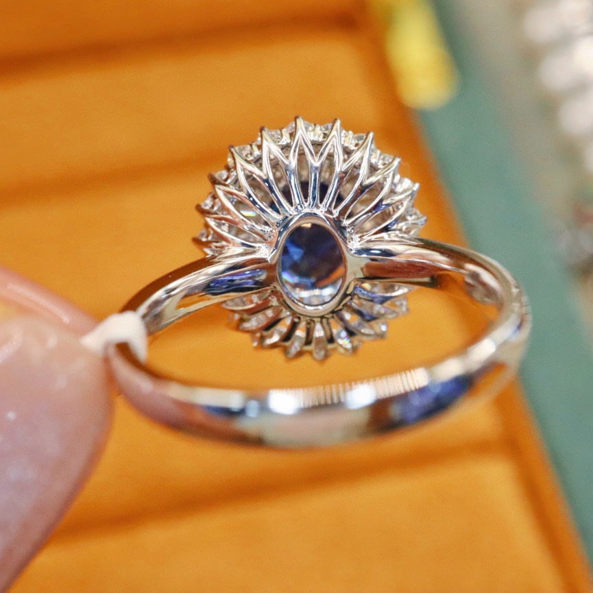 14k Gold 2.99 Ctw Natural Sapphire & Diamond Ring - 4
