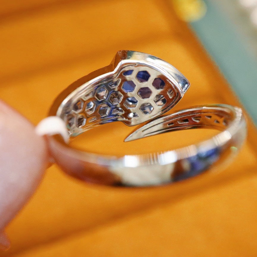 14k Gold 1.24 Ctw Natural Sapphire & Diamond Ring - 4