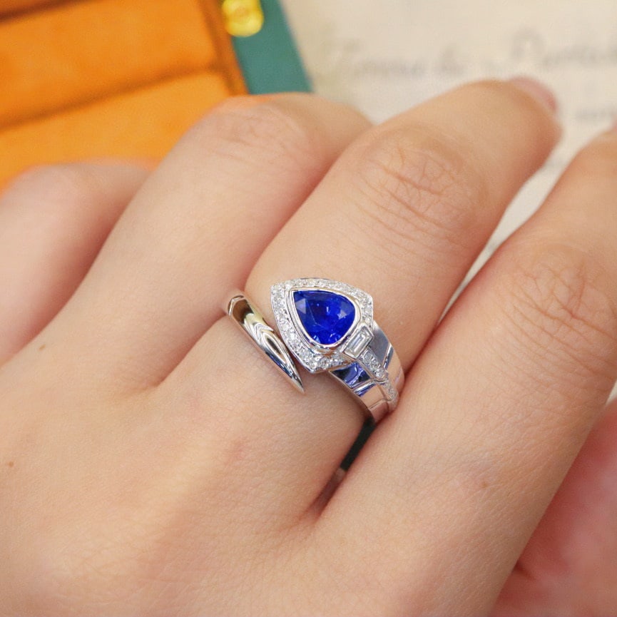 14k Gold 1.24 Ctw Natural Sapphire & Diamond Ring - 5