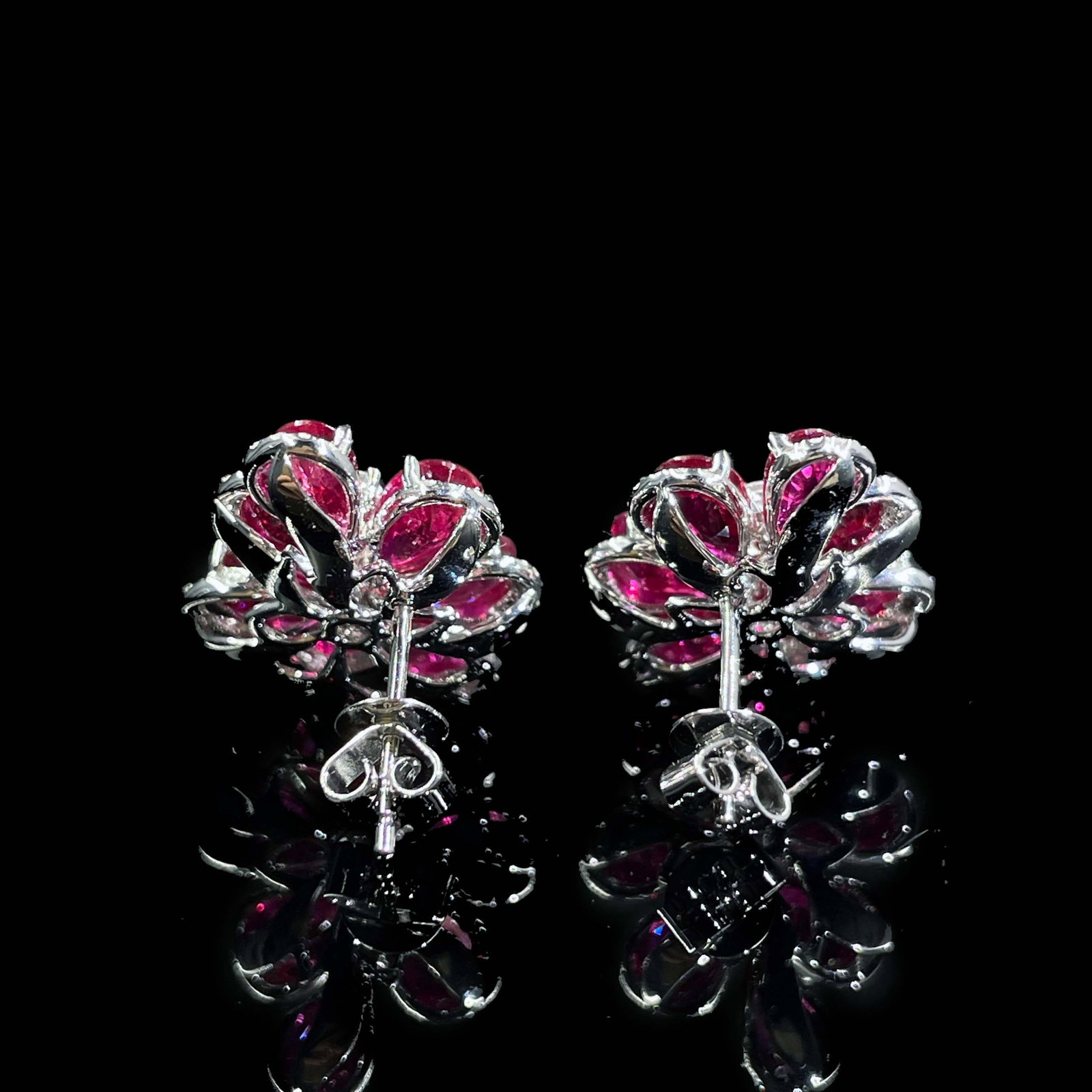 14k Gold 6.63 Ctw Natural Ruby & Diamond Earrings - 3