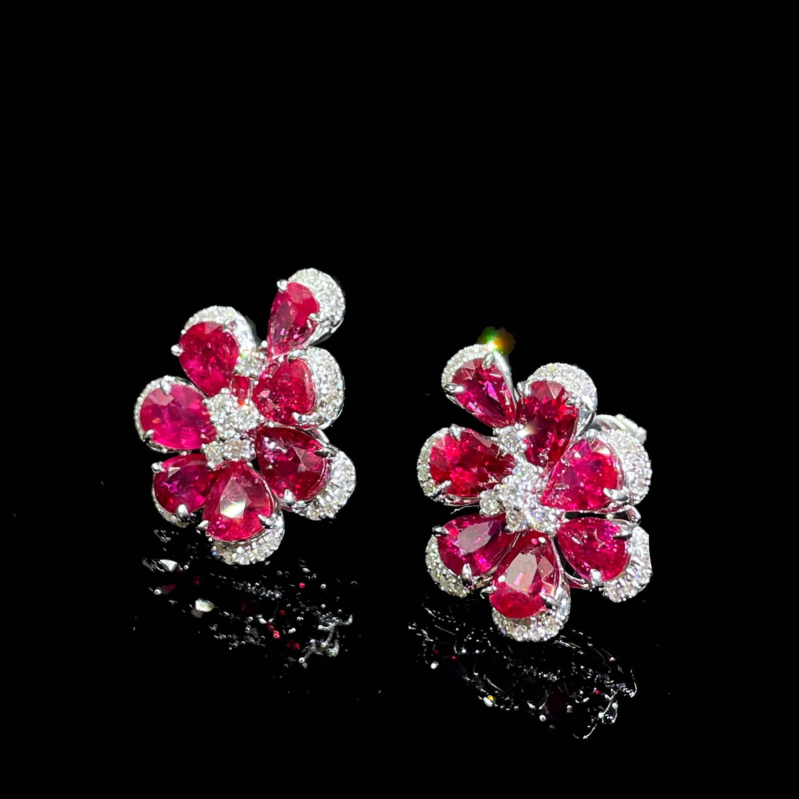 14k Gold 6.63 Ctw Natural Ruby & Diamond Earrings - 5