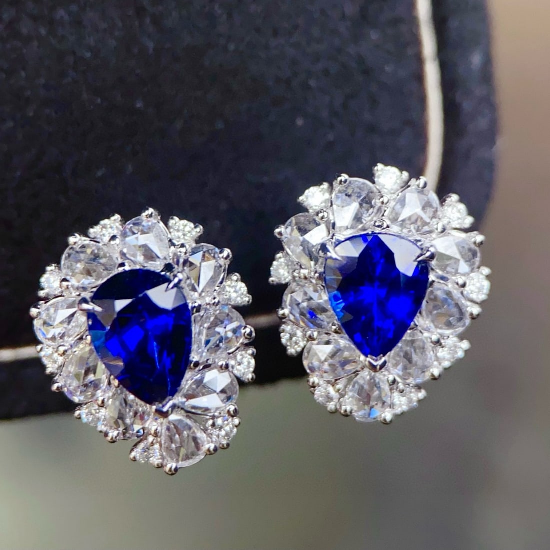 14k Gold 2.83 Ctw Natural Sapphire & Diamond Earrings - 4