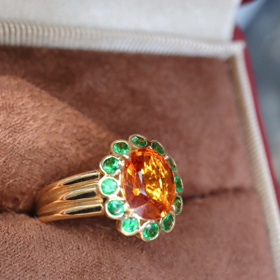 14k Gold 2.14 Ct Natural Spessartine & Tsavorite Ring - 3