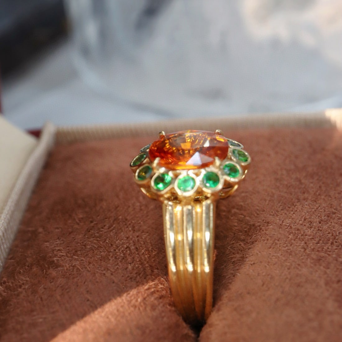14k Gold 2.14 Ct Natural Spessartine & Tsavorite Ring - 5