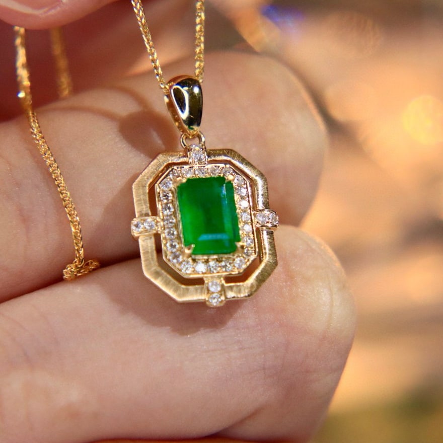 14k Gold 1.29 Ctw Vivid Green Natural Emerald & Diamond Earrings - 7
