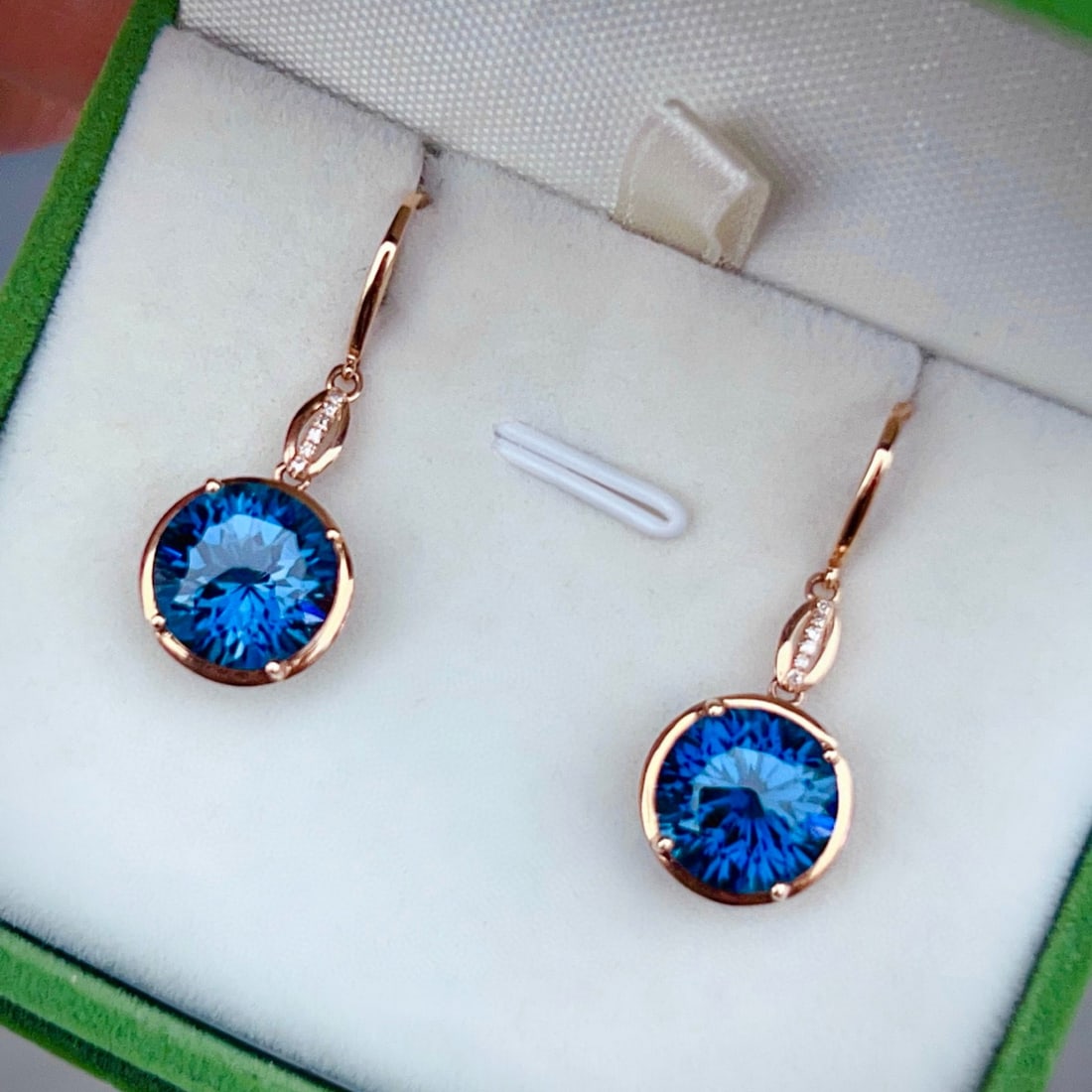 14k Gold 11.03 Ctw Natural Topaz & Diamond Earrings - 2