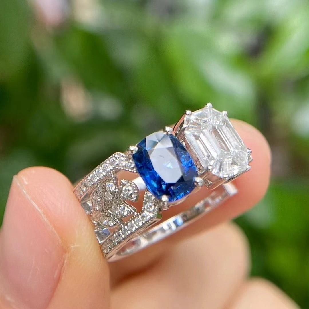 14k Gold 2.62 Ctw Natural Sapphire & Diamond Ring - 2
