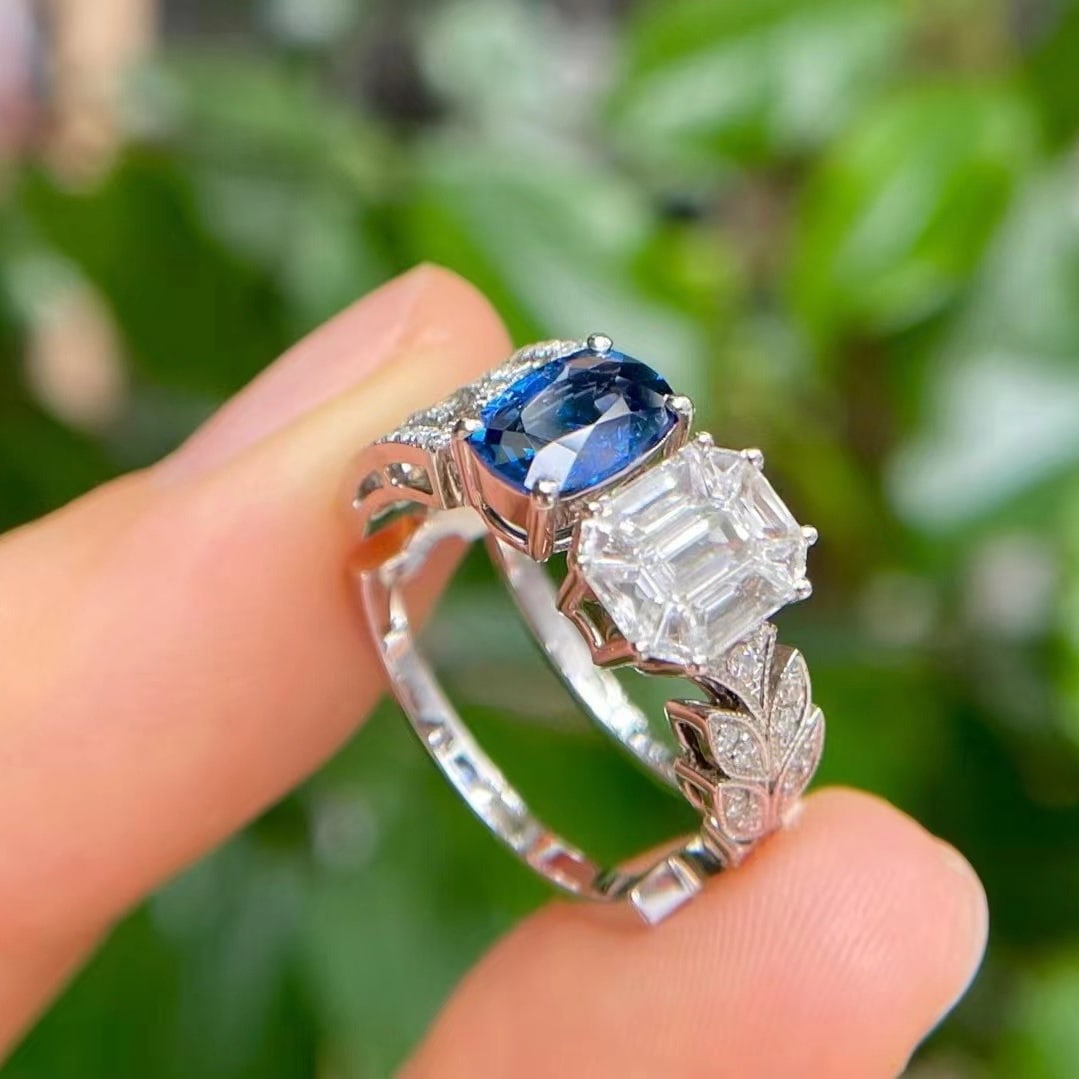 14k Gold 2.62 Ctw Natural Sapphire & Diamond Ring - 5