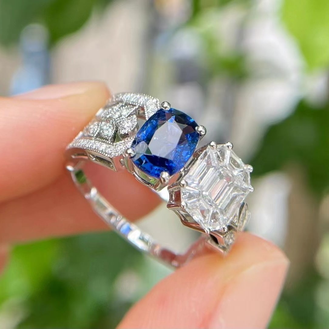 14k Gold 2.62 Ctw Natural Sapphire & Diamond Ring - 6