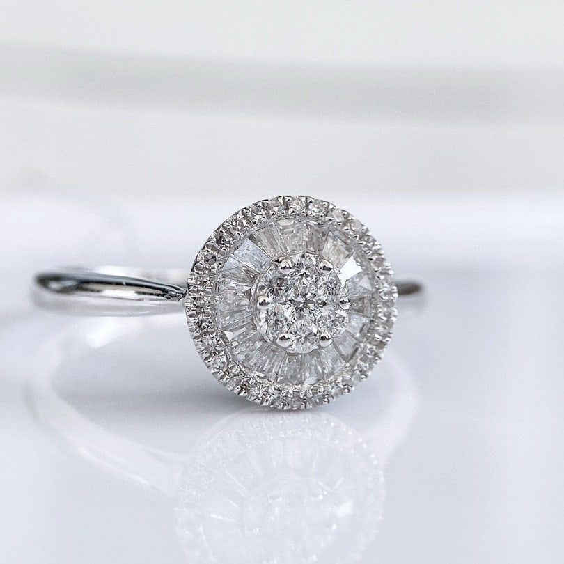 14k Gold 0.50 Ct Natural H Diamond Ring - 6