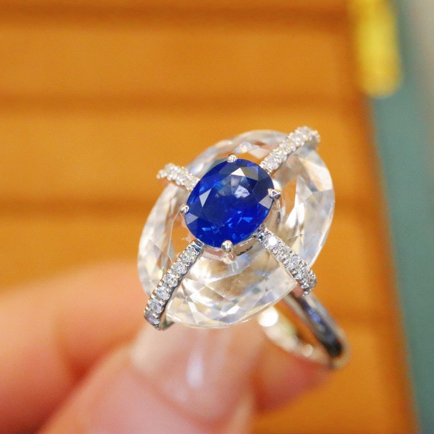 14k Gold 1.00 Ctw Natural Sapphire & Diamond Ring - 2
