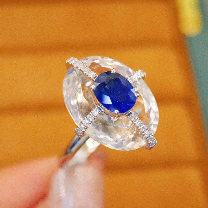 14k Gold 1.00 Ctw Natural Sapphire & Diamond Ring - 3