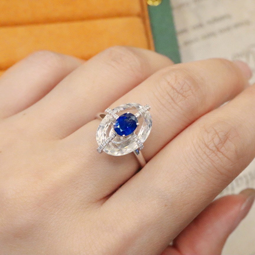 14k Gold 1.00 Ctw Natural Sapphire & Diamond Ring - 5