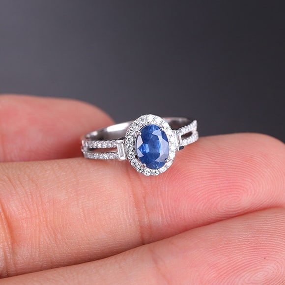 14k Gold 1.24 Ctw Natural Sapphire & Diamond Ring - 6