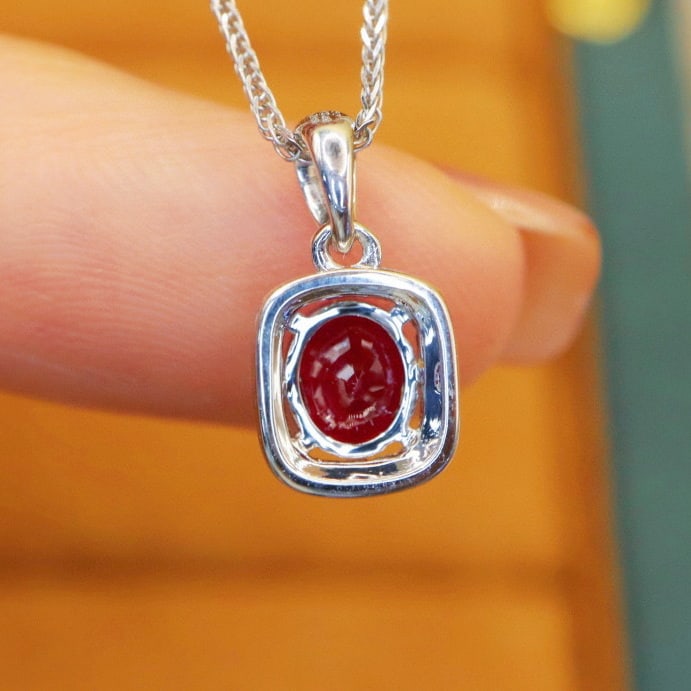 14k Gold 0.85 Ctw Natural Ruby & Diamond Pendant( Without Chain ) - 4