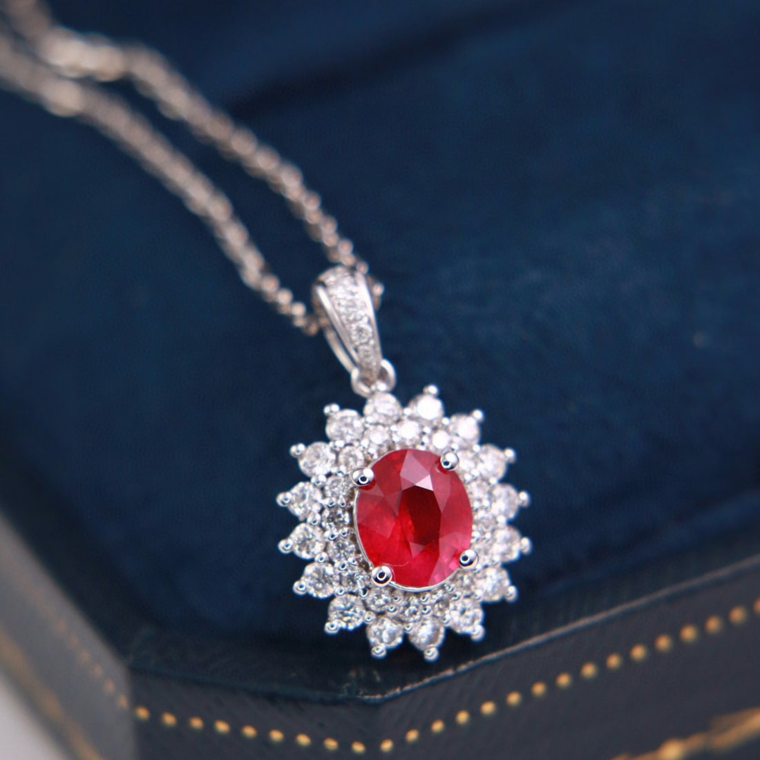 14k Gold 3.23 Ctw Natural Ruby & Diamond Jewelry Set - 3
