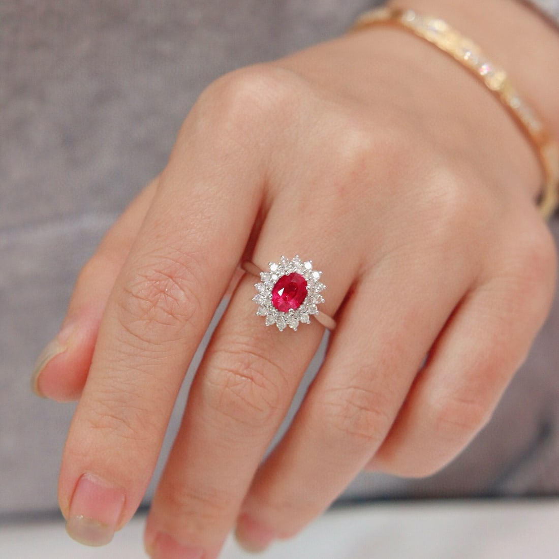 14k Gold 3.23 Ctw Natural Ruby & Diamond Jewelry Set - 7