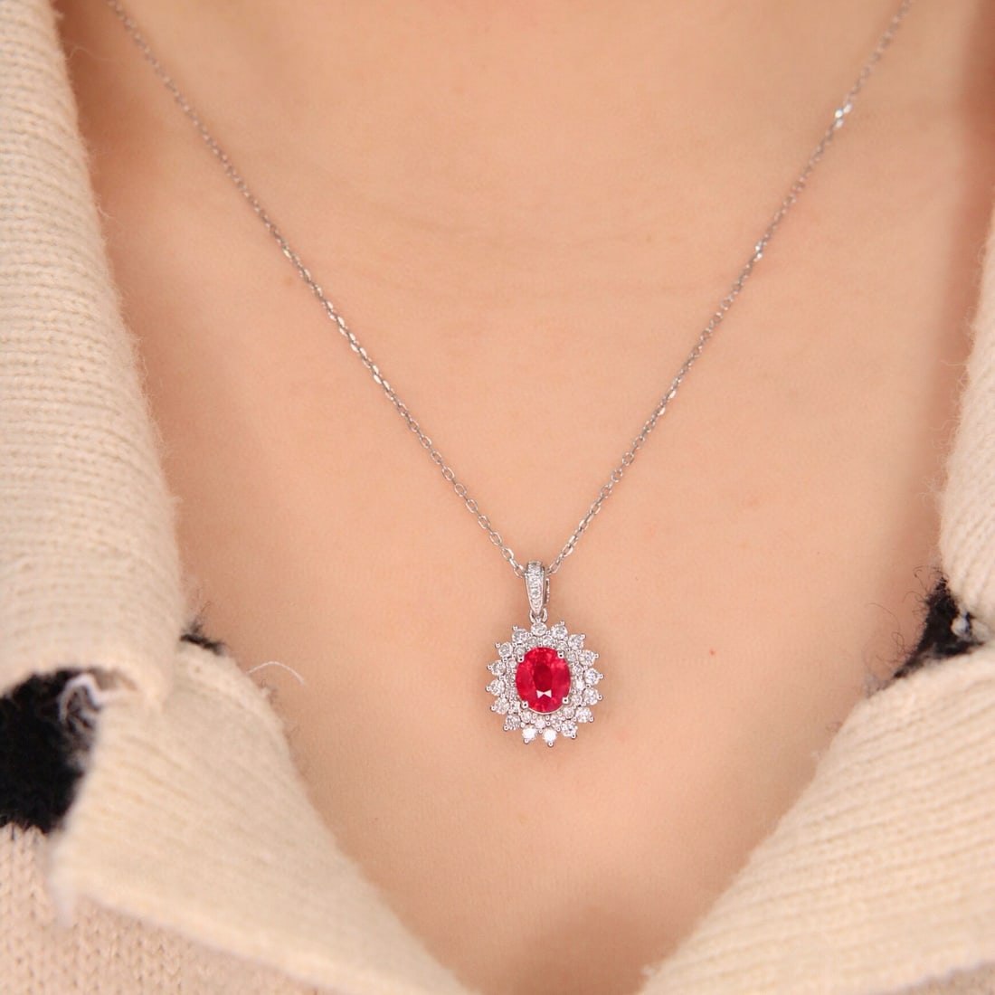 14k Gold 3.23 Ctw Natural Ruby & Diamond Jewelry Set - 8