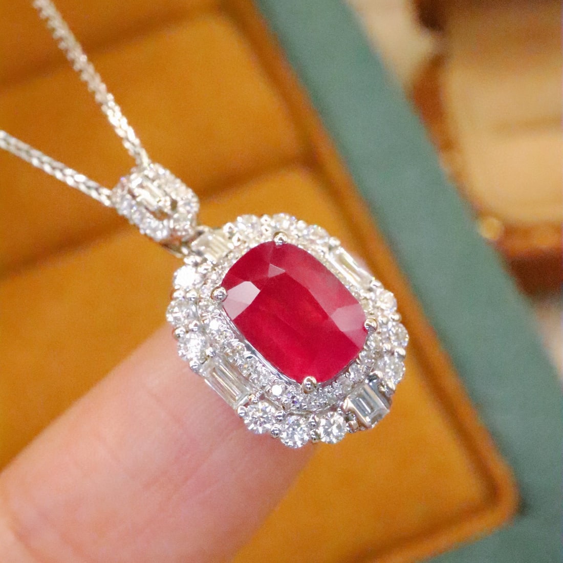 14k Gold 2.07 Ctw Natural Ruby & Diamond Pendant( Without Chain ) - 3