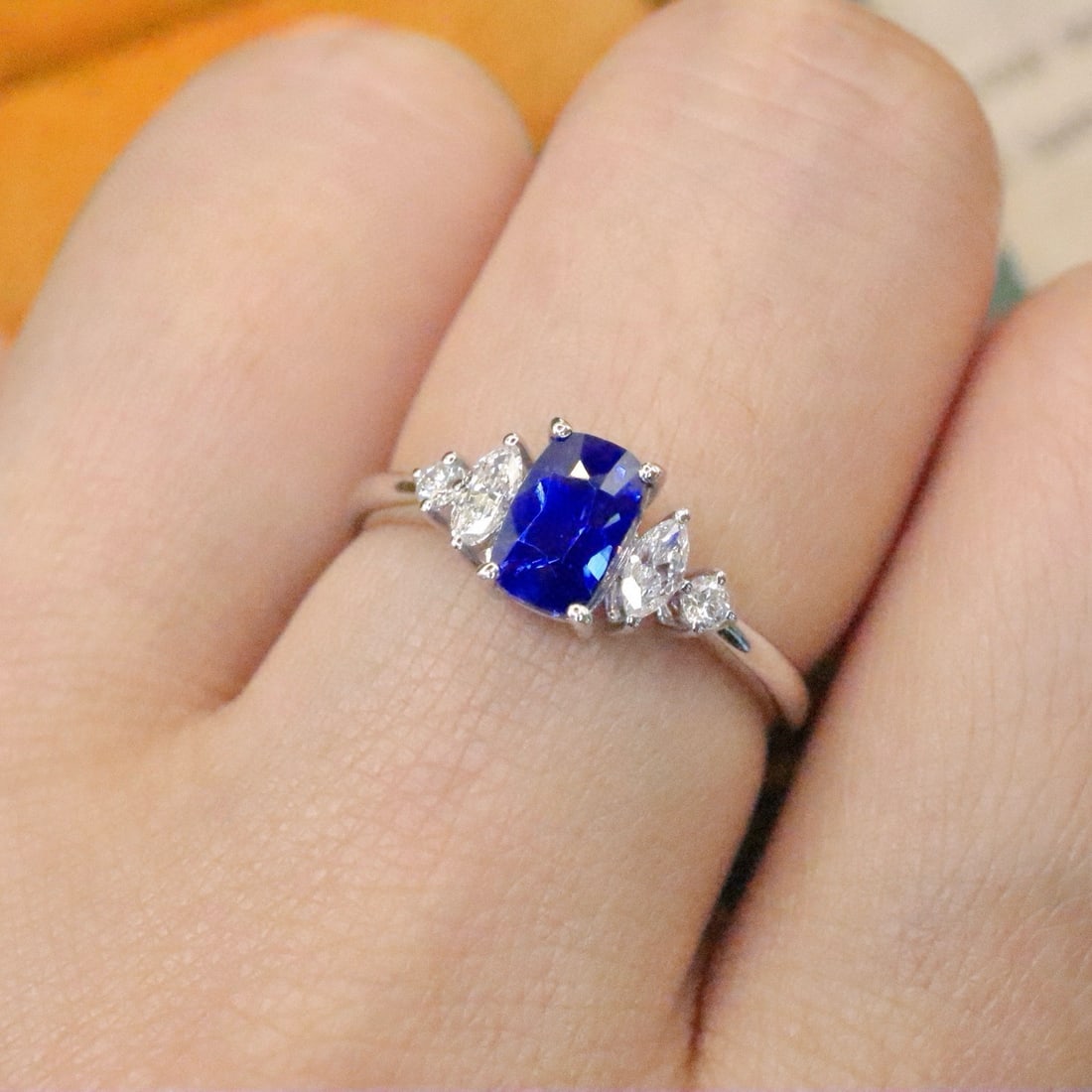 14k Gold 1.22 Ctw Natural Sapphire & Diamond Ring - 5