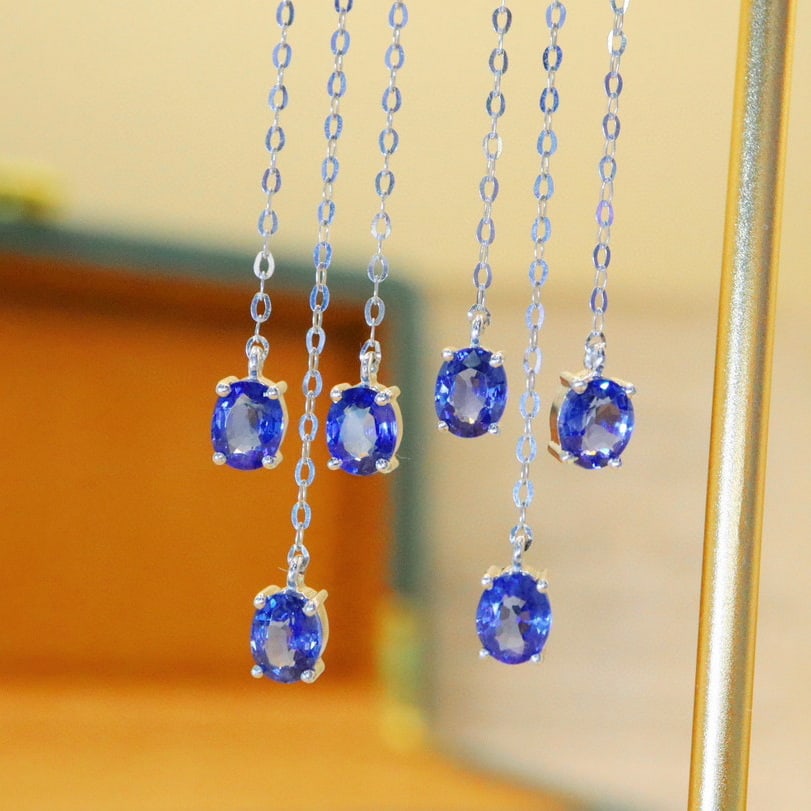14k Gold 2.54 Ctw Natural Sapphire & Diamond Earrings - 3