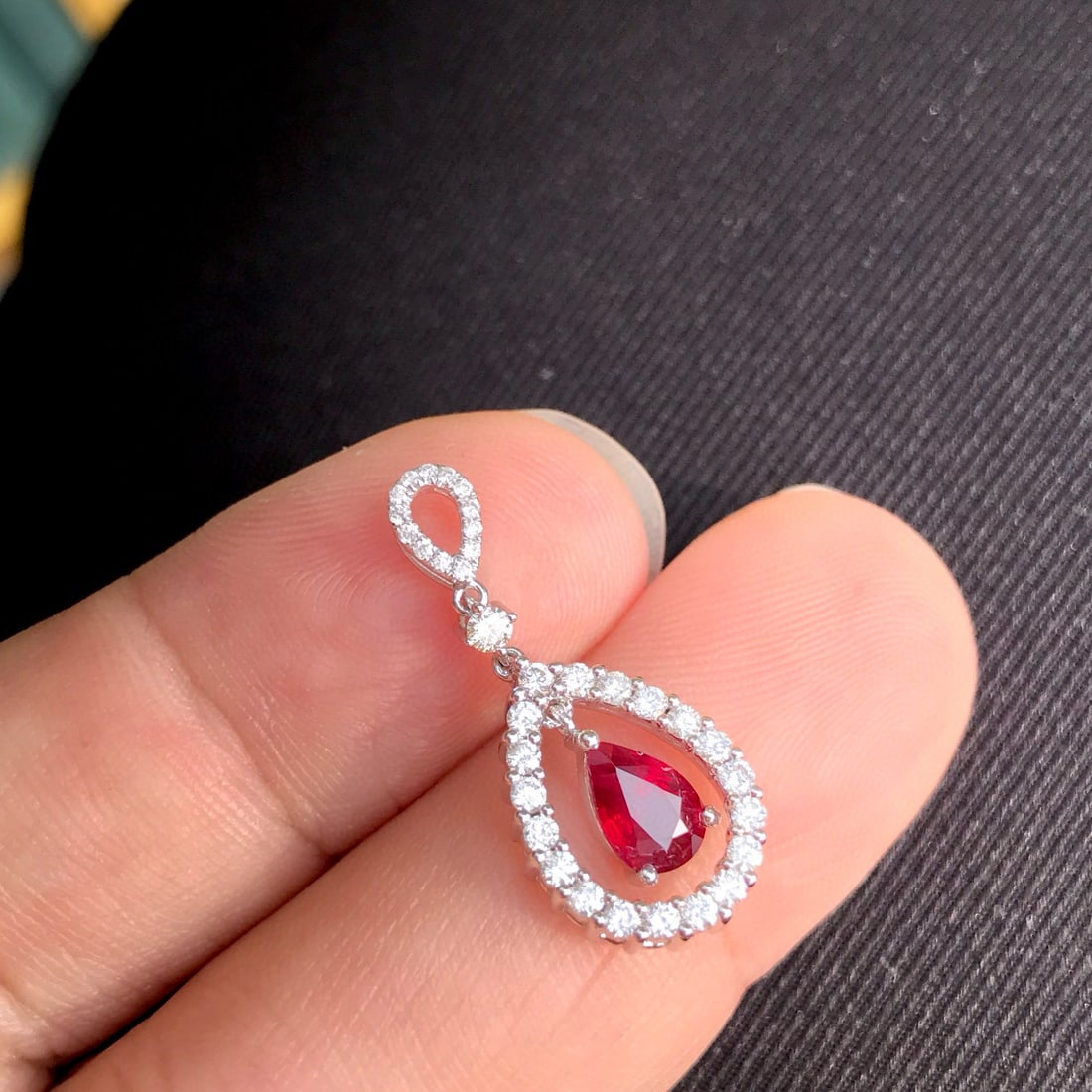 14k Gold 1.04 Ctw Natural Ruby & Diamond Pendant( Without Chain ) - 2