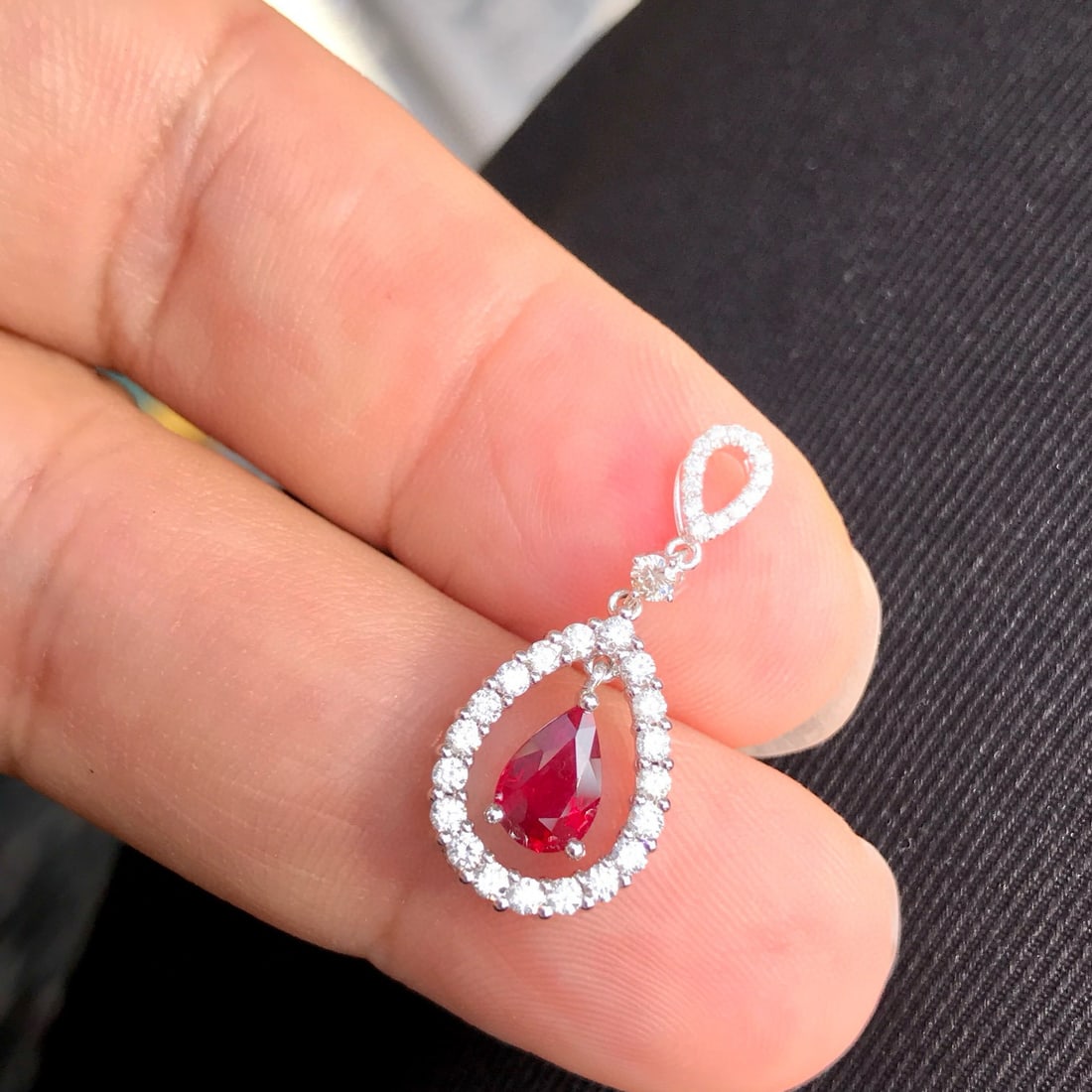 14k Gold 1.04 Ctw Natural Ruby & Diamond Pendant( Without Chain ) - 3