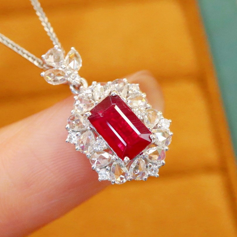 14k Gold 1.50 Ctw Natural Ruby & Diamond Pendant( Without Chain ) - 3