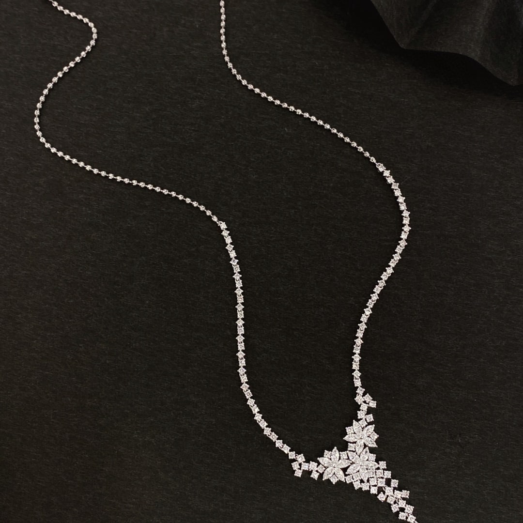 14k Gold 3.00 Ct Natural H Diamond Necklace - 2