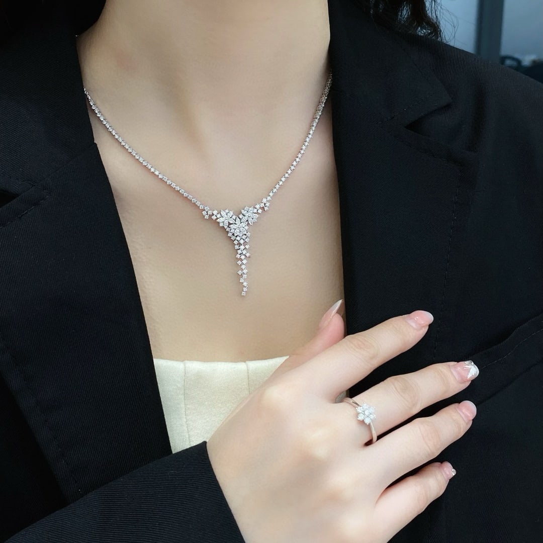 14k Gold 3.00 Ct Natural H Diamond Necklace - 5