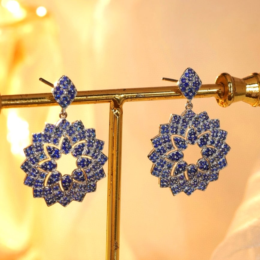 14k Gold 2.0 Ct Natural Sapphire Earrings - 4
