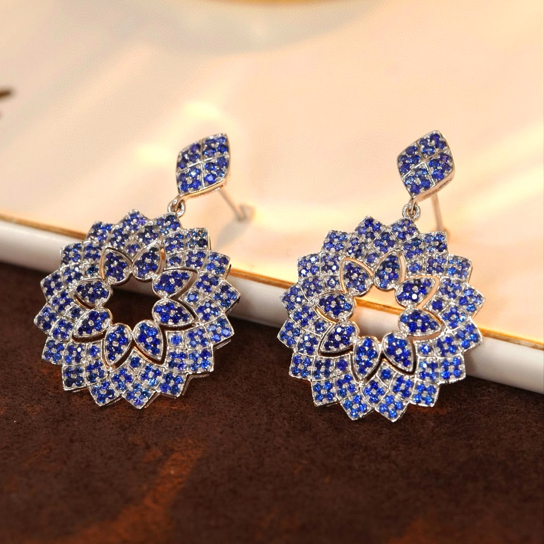 14k Gold 2.0 Ct Natural Sapphire Earrings - 5