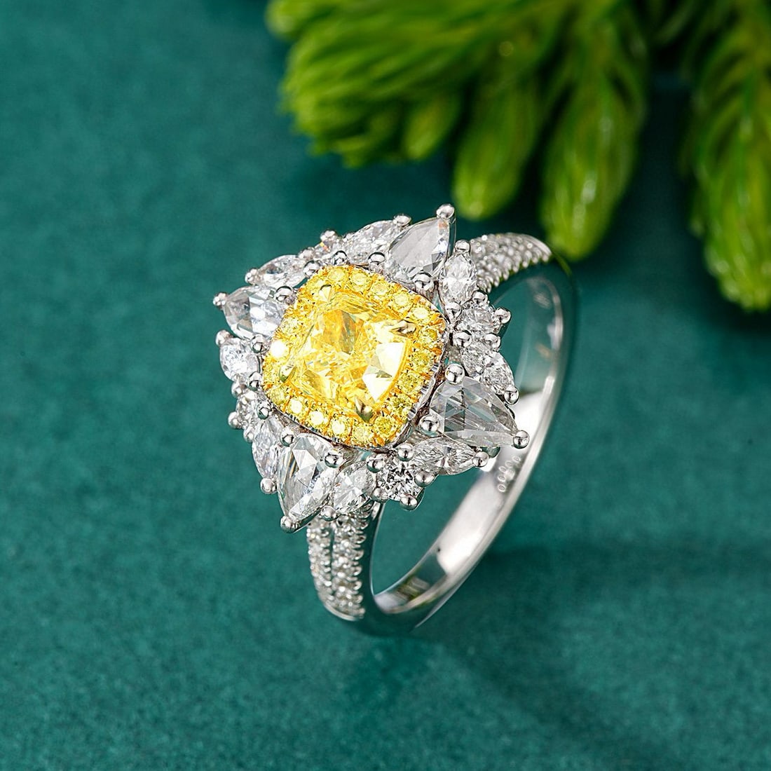 14k Gold 2.06 Ctw Natural Yellow Diamond & Diamond Ring/pendant( Without Chain ) - 2
