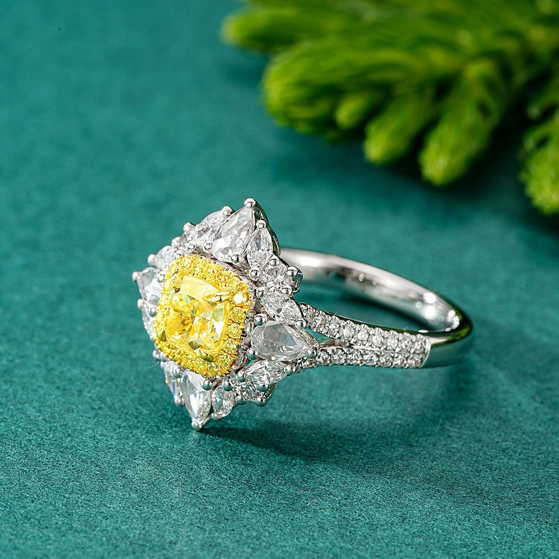 14k Gold 2.06 Ctw Natural Yellow Diamond & Diamond Ring/pendant( Without Chain ) - 3