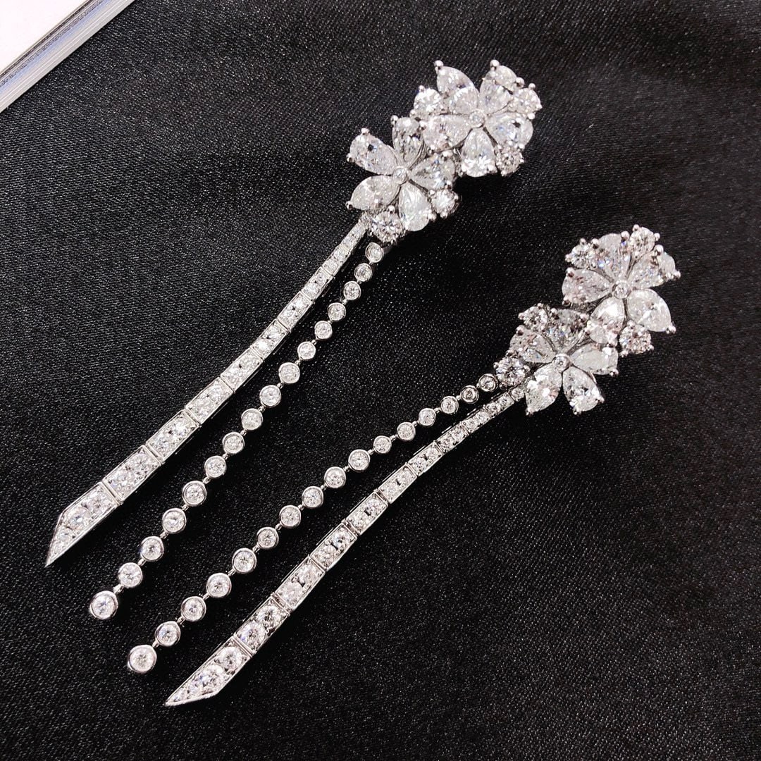 14k Gold 3.72 Ctw Natural H Diamond Earrings - 2