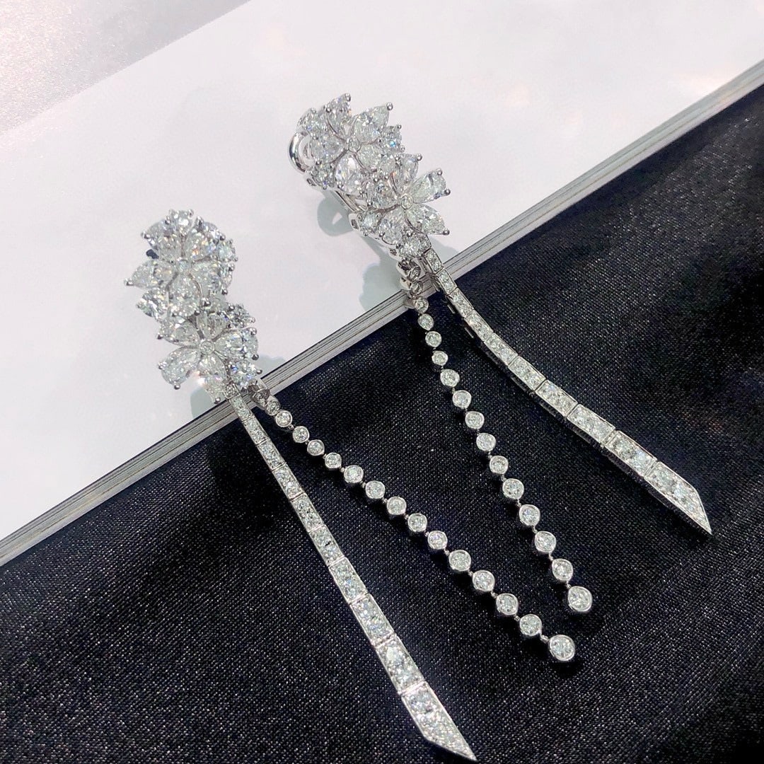 14k Gold 3.72 Ctw Natural H Diamond Earrings - 3