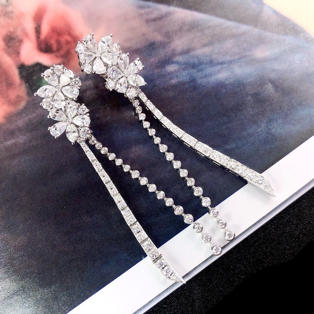 14k Gold 3.72 Ctw Natural H Diamond Earrings - 4