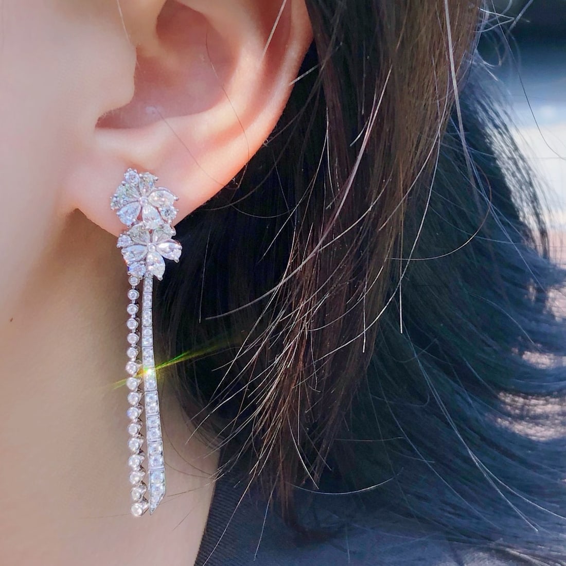14k Gold 3.72 Ctw Natural H Diamond Earrings - 6