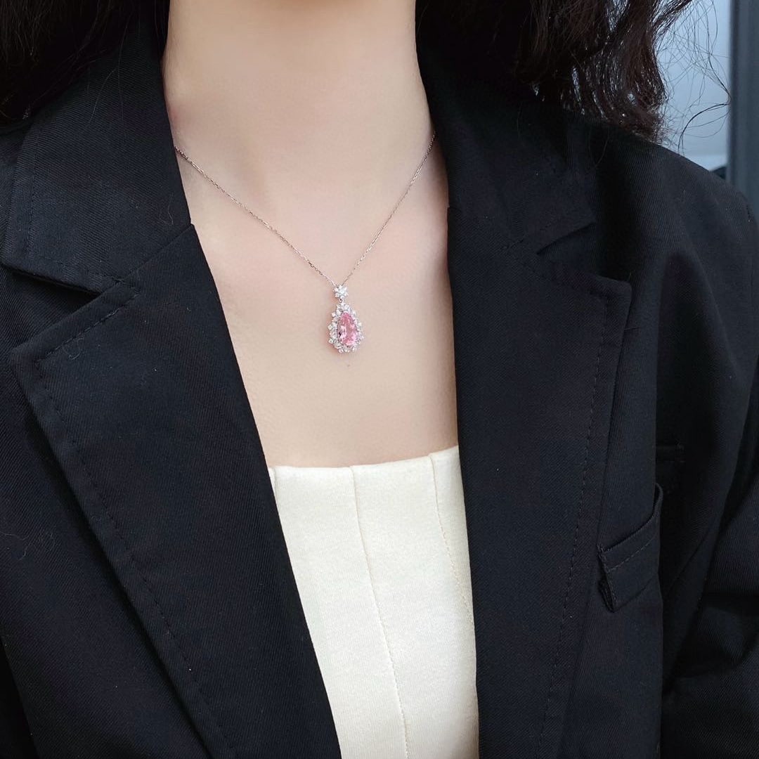 14k Gold 2.67 Ctw Natural Morganite & Diamond Pendant( Without Chain ) - 3