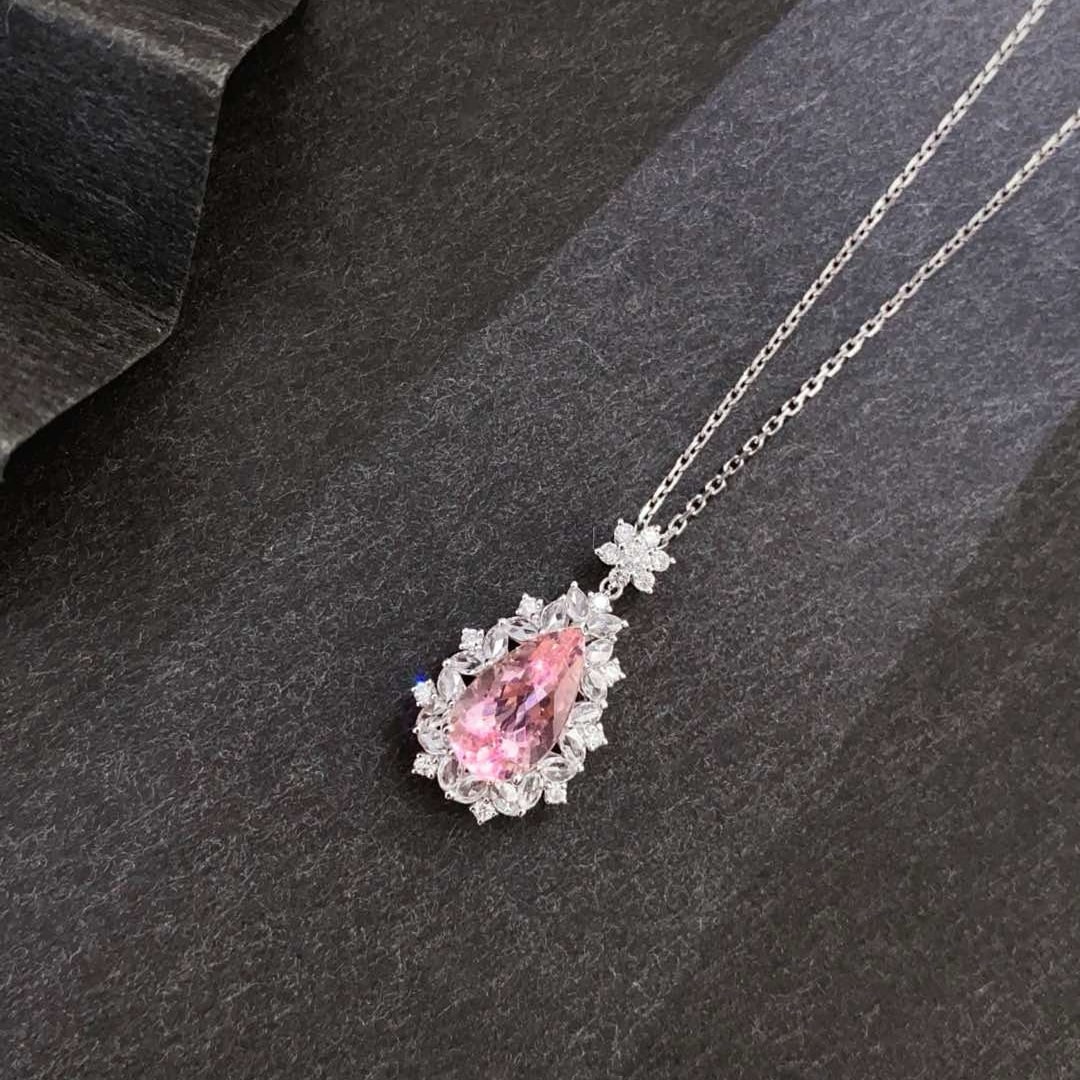 14k Gold 2.67 Ctw Natural Morganite & Diamond Pendant( Without Chain ) - 4