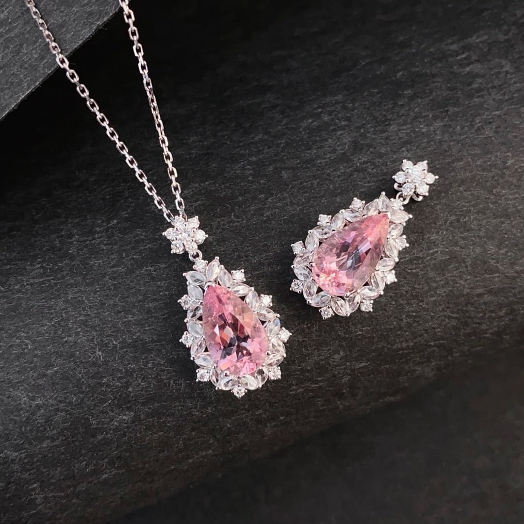 14k Gold 2.67 Ctw Natural Morganite & Diamond Pendant( Without Chain ) - 6