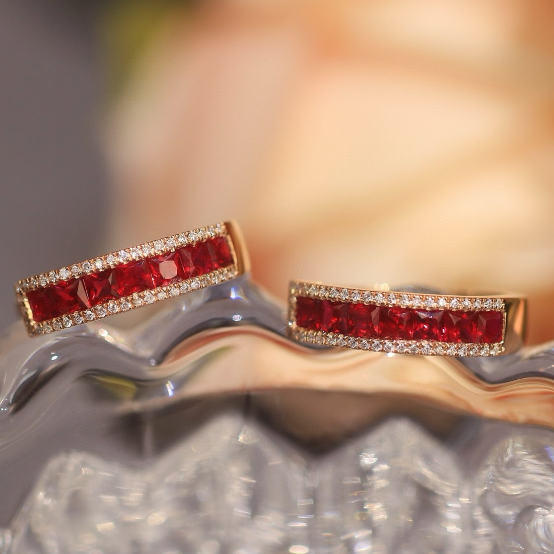 14k Gold 1.20 Ct Natural Ruby & Diamond Earrings - 3