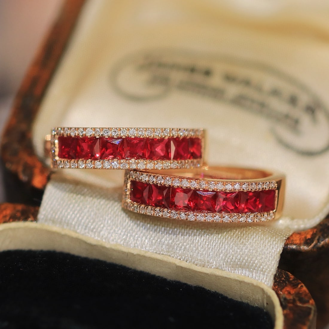 14k Gold 1.20 Ct Natural Ruby & Diamond Earrings - 5