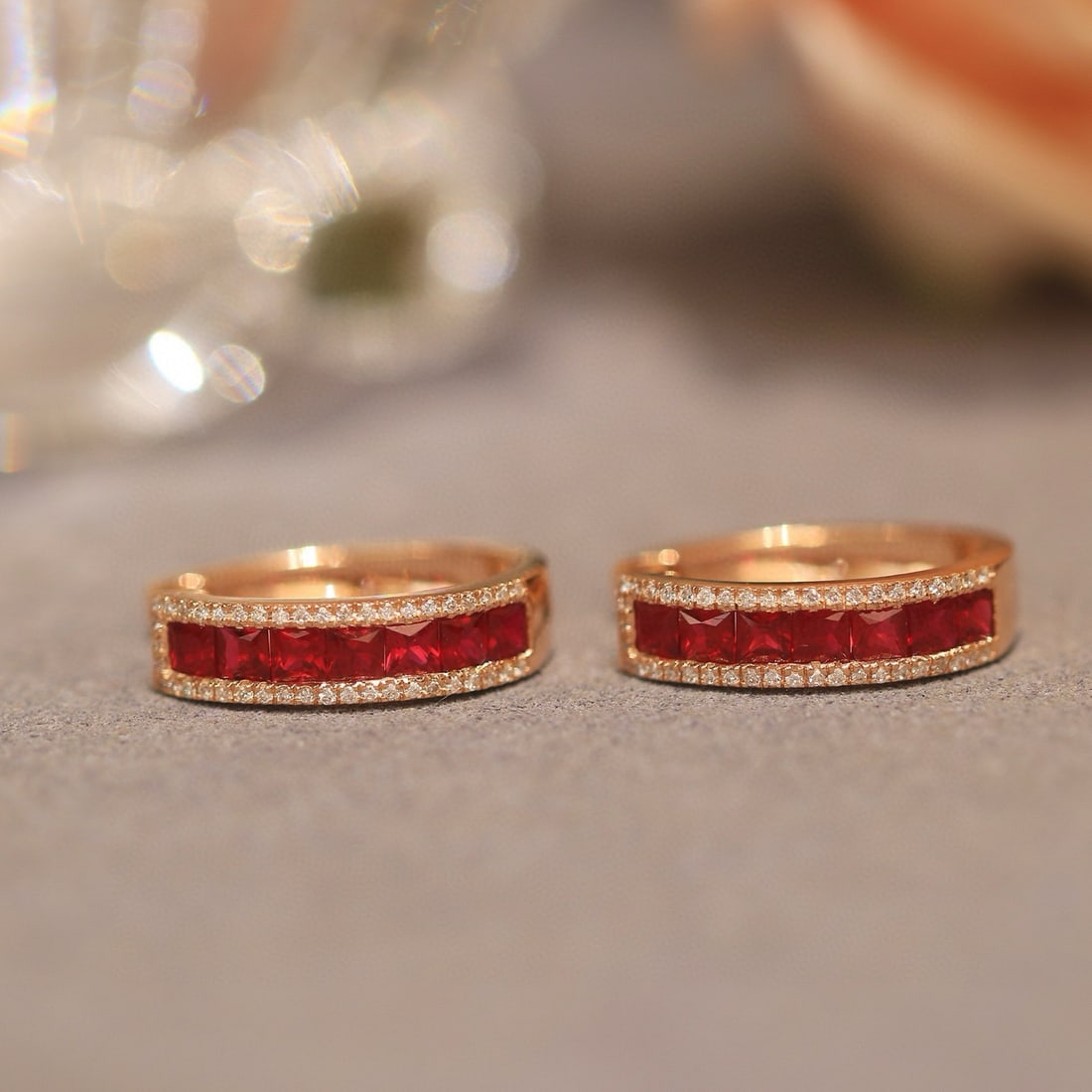 14k Gold 1.20 Ct Natural Ruby & Diamond Earrings - 7